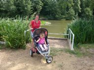 Indre and daughter Saule enjoying a stroll around the Loch